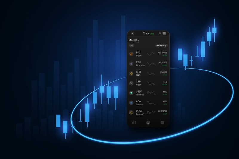Cryptocurrency Markets on Smartphone