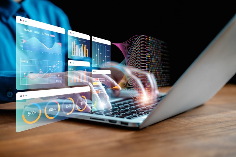 Data Holograms Against Laptop and User